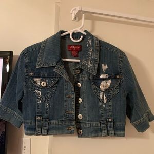 Crop jean jacket with silver accents